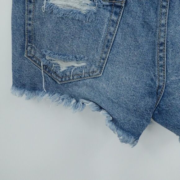 Extra Small Denim Shorts Blue Raw Hem Boho Festival Coastal Summer Distressed‎ - Picture 13 of 16